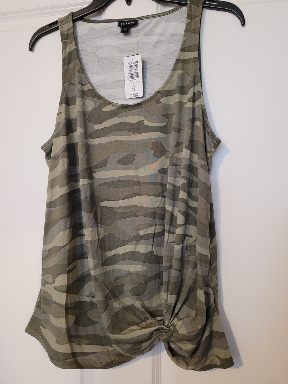 torrid Olive Camo Twist-Hem Tank Top M/L